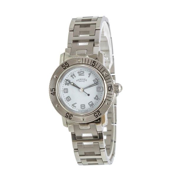 Hermes Stainless Steel White Clipper Watch