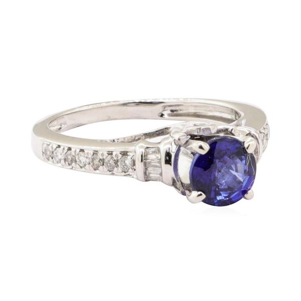 1.15 ctw Blue Sapphire and Diamond Ring - 14KT White Gold
