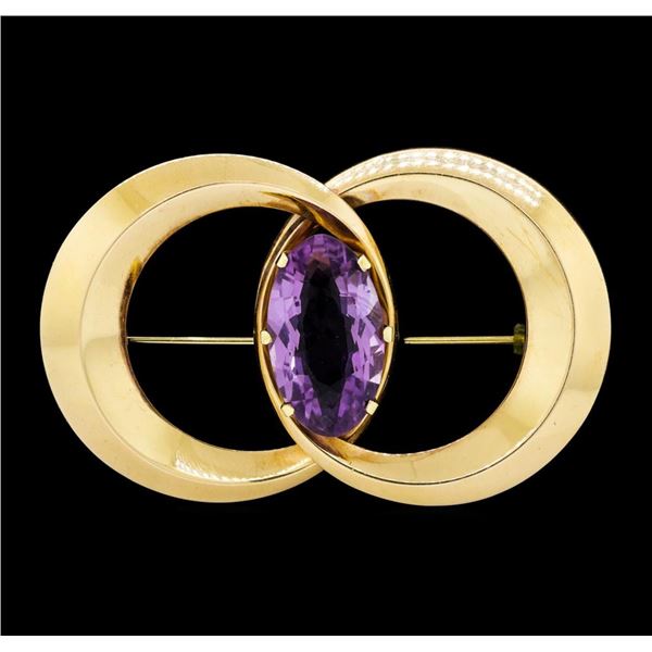 15.50 ctw Amethyst Connected Circle Pin - 14KT Yellow Gold