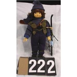 Porcelain Doll with Skis