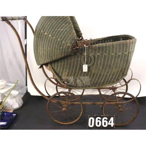 vintage wicker baby buggy
