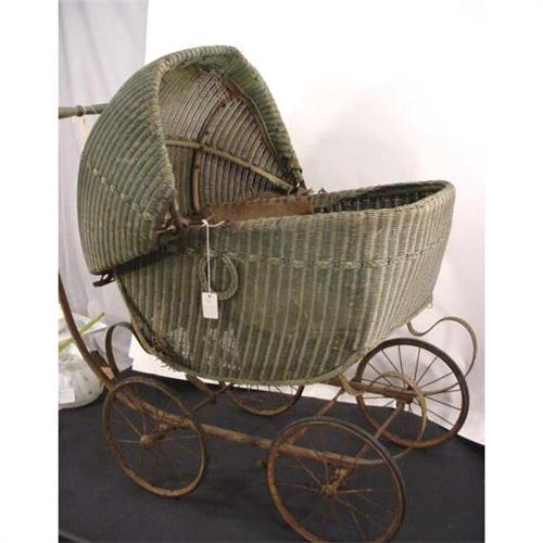 antique wicker baby buggy