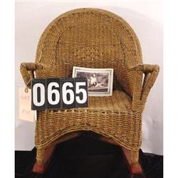 1920s Childs Wicker Rocker With Photograph