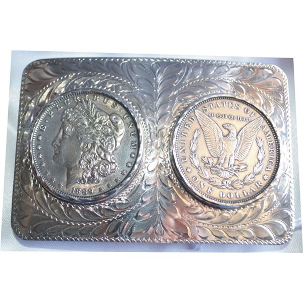 silver engraved belt buckle