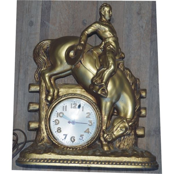 bronze bucking horse clock