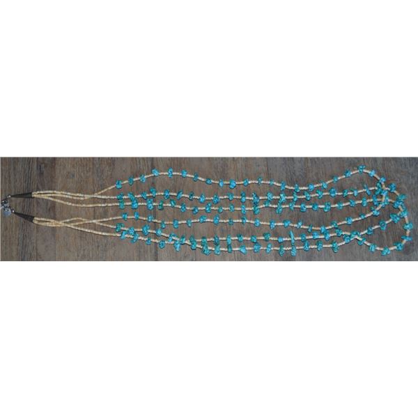 south west turquoise and heishe beaded necklace