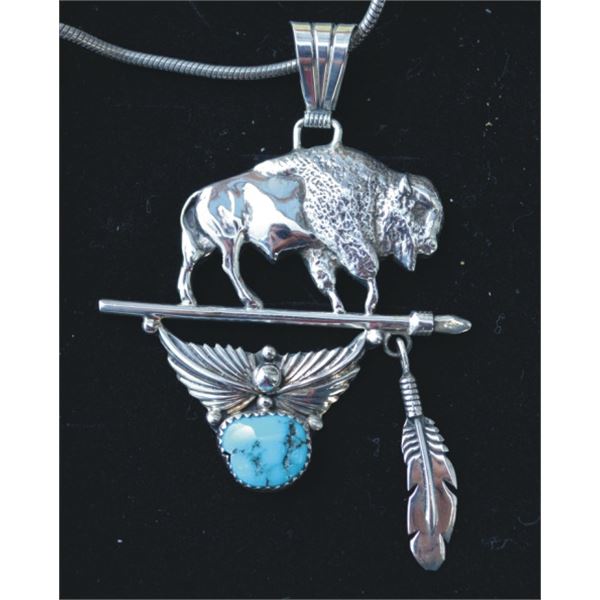 buffalo silver and turquoise pennant