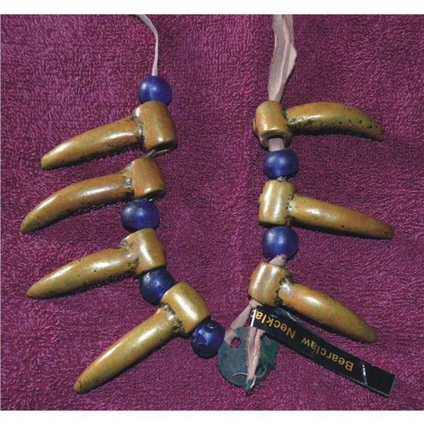 Columbia River brass bear claw and trade beads necklace