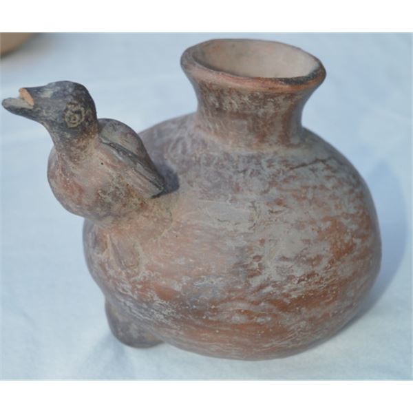 early 5 inch pottery with bird