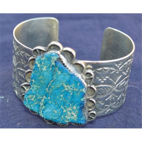 Navajo silver bracelet with jasper