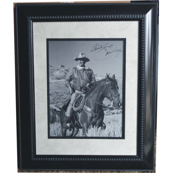 John Wayne movie photo autographed and framed