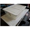 Image 2 : STORAGE TOTE WITH DRAPES AND NEW RUBBER BACKED FLOOR MAT