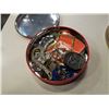 Image 2 : 2 tins of earrings and broaches with belt bucks and Cassette tapes