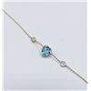 Image 2 : 10KT YELLOW GOLD HEART SHAPE BLUE TOPZ AND WHITE SAPPHIRE BRACELET W/ APPRAISAL $1020