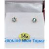 Image 2 : 14KT GENUINE BLUE TOPAZ EARRINGS W/ APPRAISAL $595