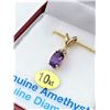Image 1 : HEAVY 10KT YELLOW GOLD PENDANT SET WITH GENUINE AMETHYST AND 3 DIAMONDS W/ SILVER CHAIN W/ APPRAISAL