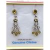 Image 1 : HEAVY STERLING SILVER GENUINE CITRINE GEMSTONE EARRINGS - RETAIL $250