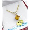 Image 2 : 14 KT WHITE GOLD YELLOW CITRINE PENDANT W/ SILVER CHAIN W/ APPRAISAL $855