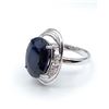 Image 2 : STERLING SILVER NATURAL BLUE SAPPHIRE 10.9CTS RING W/ ZIRCONIUMS W/ APPRAISAL $2870
