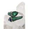 Image 2 : STERLING SILVER BLACK RHODIUM SNAKE RING SET W/ BLUE SAPPHIRES, EMERALD, AND CHROME DIOPSIDE GEMSTON