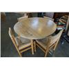 Image 1 : ROUND PINE DINING TABLE WITH 4 ROPE SEAT CHAIRS