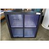 Image 1 : SMALL BLACK CUBICAL SHELF WITH 4 DRAWERS - 31 INCHES WIDE X 31 1/2 INCHES TALL