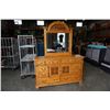 Image 1 : PROGRESSIVE FURNITURE 8 DRAWER DRESSER WITH MIRROR, METAL BANDING, RUSTIC