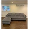 Image 1 : BRAND NEW GREY FABRIC 2 PC SECTIONAL SOFA WITH CUPHOLDERS, AND REMOVABLE PILLOW BACKS, RETAIL $1299 