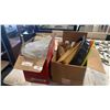 Image 1 : 2 BOXES OF KITCHEN ITEMS, MUGS AND TEAPOT, CUTTING BOARDS