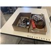 Image 1 : 2 TRAYS OF VINTAGE TOOLS, HARMONICAS, WATCHES AND SMALL POTS
