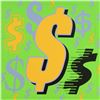 Image 2 : Steve Kaufman (1960-2010) "Dollar Signs (Green Italic)" Limited Edition Hand Pulled Silkscreen on Ca