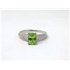 Image 1 : Sterling Silver Peridot & Diamond Ring