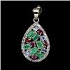 Image 1 : Natural Emerald Rhodolite Garnet Tanzanite Pendant