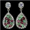 Image 1 : Natural Emerald Rhodolite Garnet Tanzanite Earrings