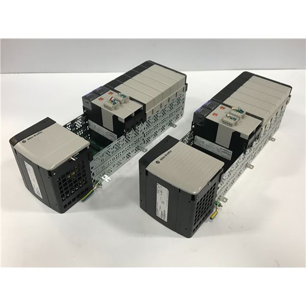 (2) - ALLEN-BRADLEY 1756-A10 10 SLOT CHASIS W/ POWER SUPPLY 1756-PA75 & MODULES AS SHOWN IN THE PICS