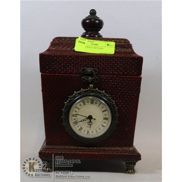 RED LEATHER CLOCK BOX