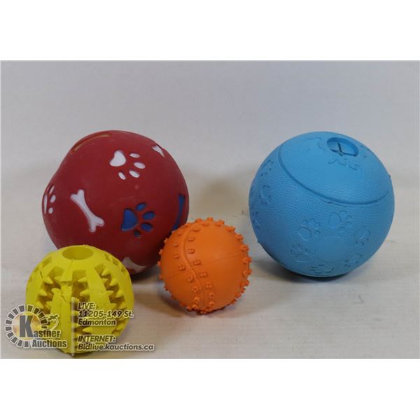 FLAT OF RUBBER DOG BALL TOYS