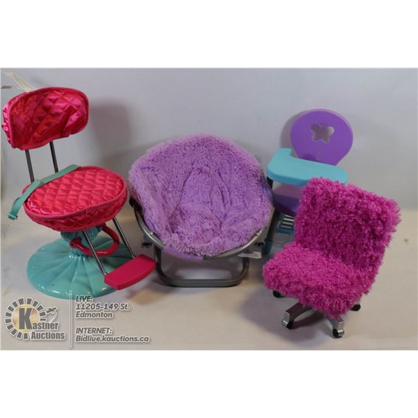 MY LIFE DOLL COLLECTION OF ASSORTED CHAIRS