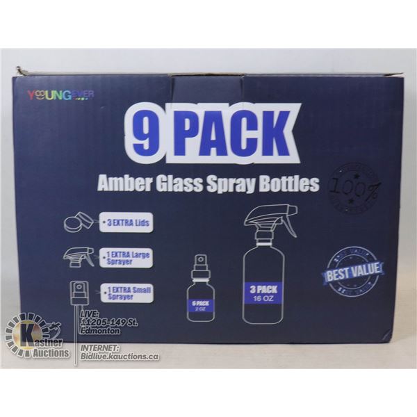 9PK AMBER GLASS SPRAY BOTTLE