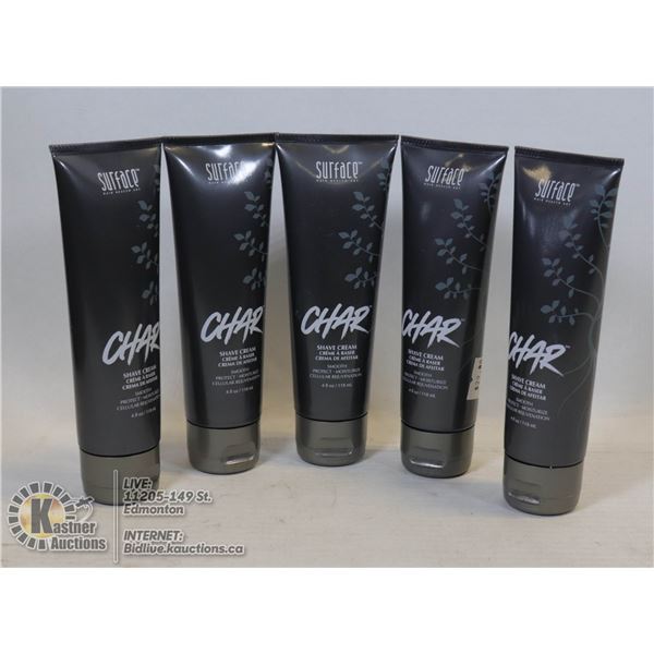 LOT OF 5 SURFACE CHAR PRO SHAVING CREAM