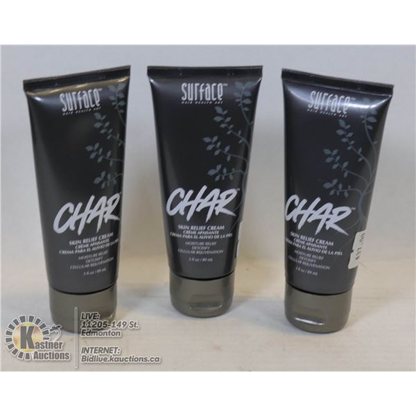 LOT OF 3 SURFACE CHAR SKIN RELIEF CREAM