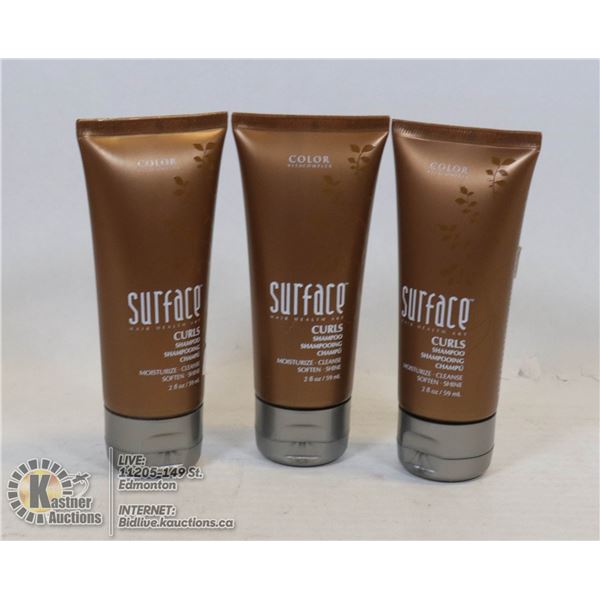 LOT OF THREE SURFACE CURLS TRAVEL SHAMPOO