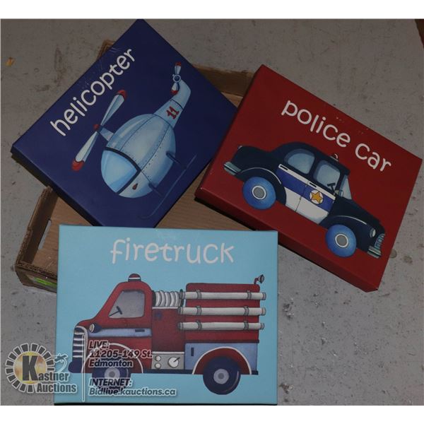 GROUP OF 3 CANVAS WALL HANGINGS