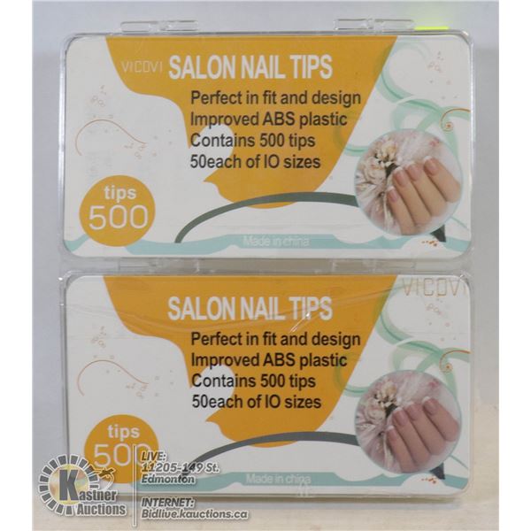 LOT OF TWO 500PC SALON NAIL TIPS