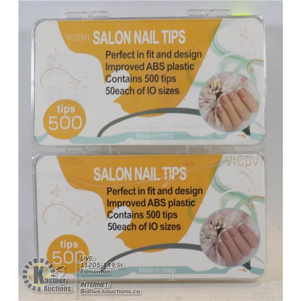 LOT OF TWO 500PC SALON NAIL TIPS