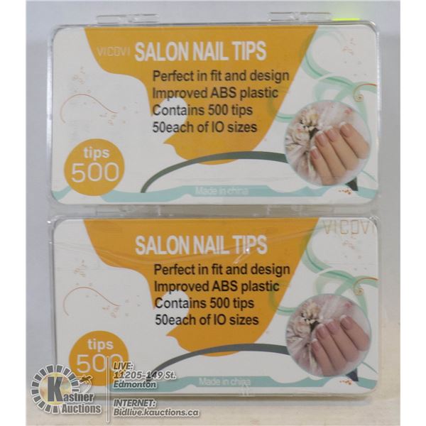 LOT OF TWO 500PC SALON NAIL TIPS