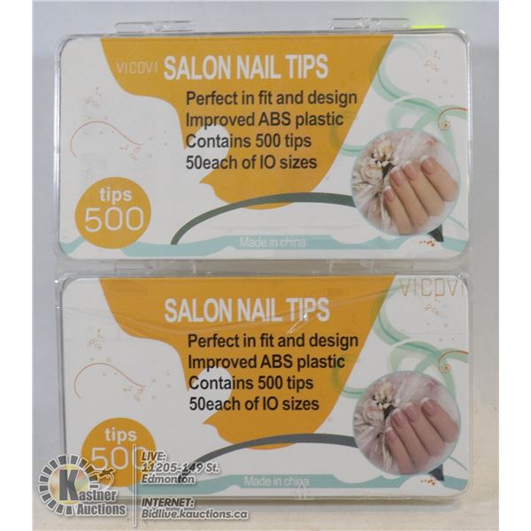 LOT OF TWO 500PC SALON NAIL TIPS