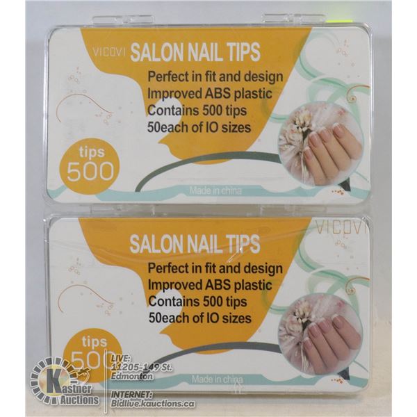 LOT OF TWO 500PC SALON NAIL TIPS