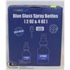 Image 1 : NEW BLUE GLASS SPRAY BOTTLES, 12OZ AND 4OZ