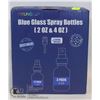 Image 1 : NEW BLUE GLASS SPRAY BOTTLES, 12OZ AND 4OZ